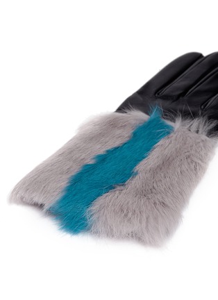 Detail View - Click To Enlarge - ARISTIDE - Stripe rabbit fur lambskin leather gloves