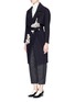 Front View - Click To Enlarge - COMME MOI - Bead embroidery appliqué notch lapel wool coat
