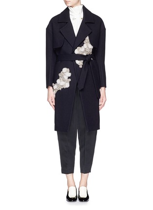 Main View - Click To Enlarge - COMME MOI - Bead embroidery appliqué notch lapel wool coat