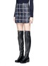 Front View - Click To Enlarge - COMME MOI - Wool grid windbreaker mini skirt