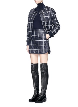 Figure View - Click To Enlarge - COMME MOI - Wool grid windbreaker mini skirt