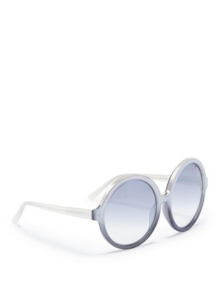 Figure View - Click To Enlarge - 10677 - Metal brow acetate oversized round sunglasses