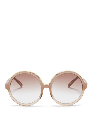 Main View - Click To Enlarge - 10677 - Metal brow acetate oversized round sunglasses