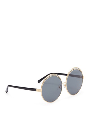 Figure View - Click To Enlarge - 10677 - Colourblock metal oversized round mirror sunglasses