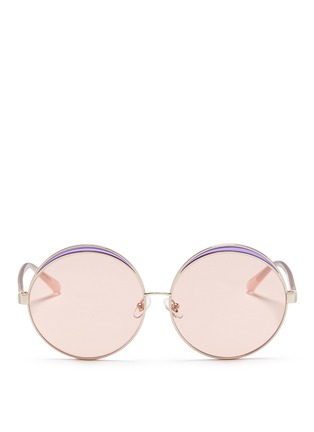Main View - Click To Enlarge - 10677 - Colourblock metal oversized round mirror sunglasses
