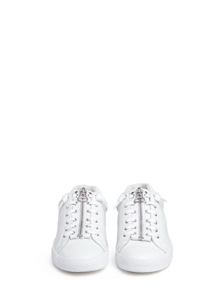 Front View - Click To Enlarge - ASH - 'Nirvana' mirror star patch leather zip sneakers