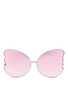 Main View - Click To Enlarge - MATTHEW WILLIAMSON - Butterfly frame metal mirror sunglasses
