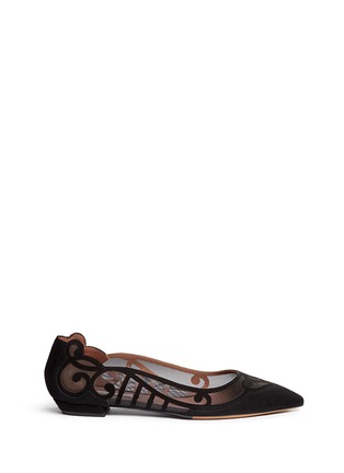 Main View - Click To Enlarge - TABITHA SIMMONS - 'Mabel' swirl mesh suede skimmer flats