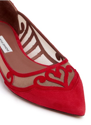 Detail View - Click To Enlarge - TABITHA SIMMONS - 'Mabel' swirl mesh suede skimmer flats