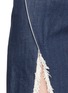 Detail View - Click To Enlarge - JINNNN - Miao fringe hem asymmetric wrap front denim skirt