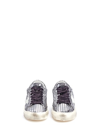 Figure View - Click To Enlarge - GOLDEN GOOSE - 'May' grid pattern mirror faux leather sneakers
