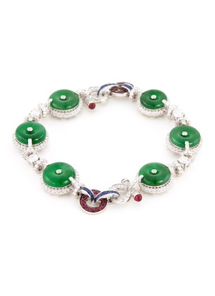 Main View - Click To Enlarge - SAMUEL KUNG - Diamond sapphire jade 18k white gold bracelet