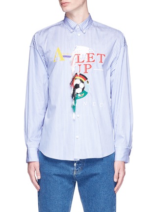 Main View - Click To Enlarge - DOUBLET - 'Double-Faced' fringe embroidered stripe shirt