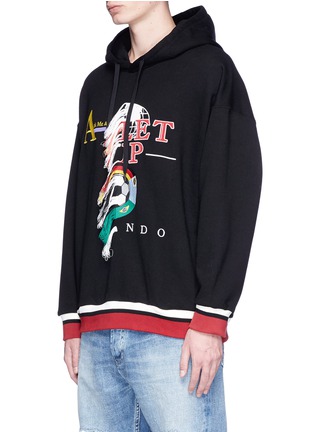 Front View - Click To Enlarge - DOUBLET - 'Double-Faced' fringe embroidered hoodie