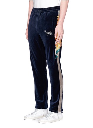 Front View - Click To Enlarge - DOUBLET - 'Chaos' embroidered velour track pants