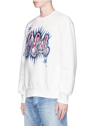 Front View - Click To Enlarge - DOUBLET - Airbrush print fringe embroidered sweatshirt