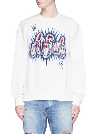 Main View - Click To Enlarge - DOUBLET - Airbrush print fringe embroidered sweatshirt