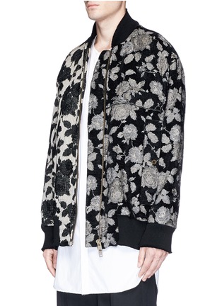 Front View - Click To Enlarge - SONG FOR THE MUTE - Patchwork floral jacquard bomber jacket