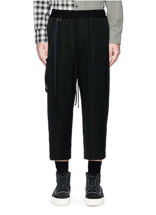 Main View - Click To Enlarge - SONG FOR THE MUTE - Cropped wool hopsack jogging pants