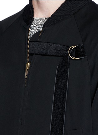 Detail View - Click To Enlarge - SONG FOR THE MUTE - 'Mute' print buckled strap hopsack bomber jacket