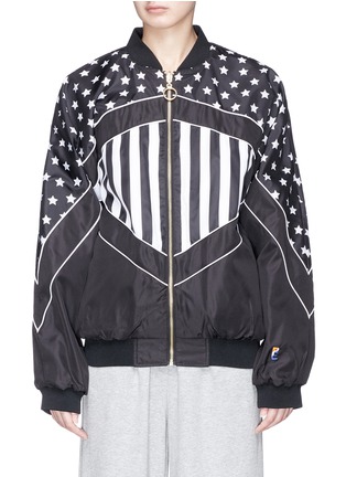 Main View - Click To Enlarge - P.E NATION - 'Wild Pitch' star stripe print reversible bomber jacket