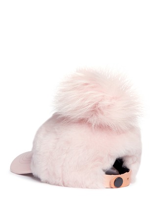 Figure View - Click To Enlarge - KARL DONOGHUE - 'Cashmere Touch' fur pompom lambskin shearling baseball cap