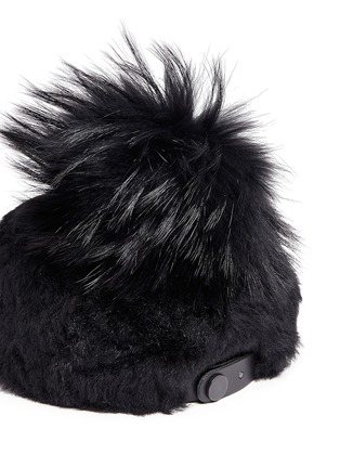 Detail View - Click To Enlarge - KARL DONOGHUE - 'Cashmere Touch' fur pompom lambskin shearling baseball cap