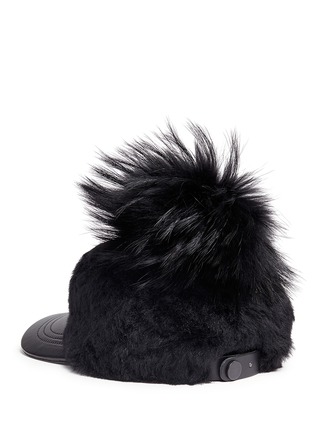 Figure View - Click To Enlarge - KARL DONOGHUE - 'Cashmere Touch' fur pompom lambskin shearling baseball cap