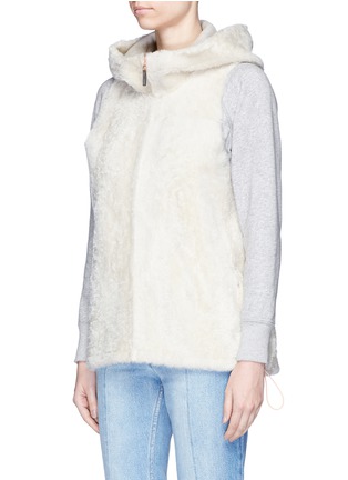 Front View - Click To Enlarge - KARL DONOGHUE - Reversible lambskin shearling hooded gilet