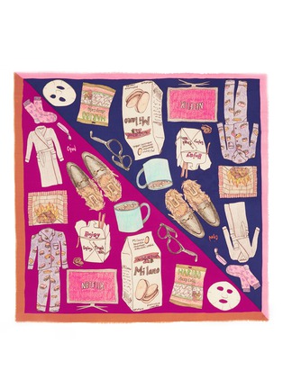 Main View - Click To Enlarge - CJW - Illustration print giant wool scarf