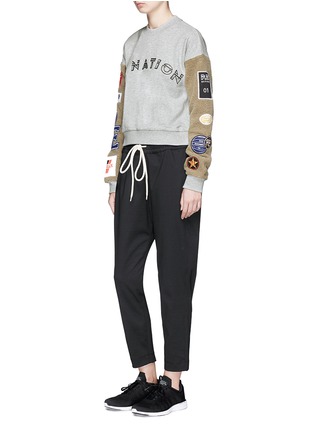 Figure View - Click To Enlarge - P.E NATION - 'Box Out' mixed sports patch sleeve sweatshirt