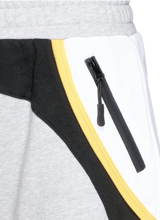 Detail View - Click To Enlarge - P.E NATION - 'Choo Choo' mesh panel French terry shorts