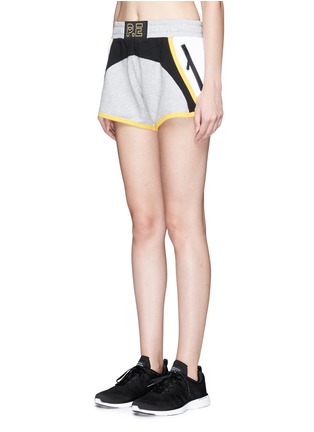 Front View - Click To Enlarge - P.E NATION - 'Choo Choo' mesh panel French terry shorts