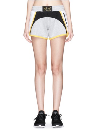 Main View - Click To Enlarge - P.E NATION - 'Choo Choo' mesh panel French terry shorts