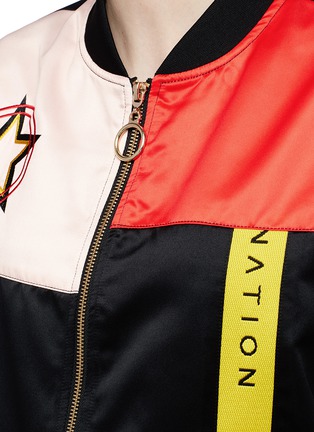 Detail View - Click To Enlarge - P.E NATION - 'Play Off' colourblock satin bomber jacket
