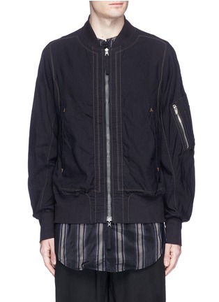Main View - Click To Enlarge - ZIGGY CHEN - Graphic stripe print panel reversible bomber jacket