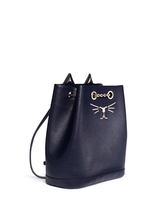 Detail View - Click To Enlarge - CHARLOTTE OLYMPIA - 'Feline' cat face calfskin leather backpack