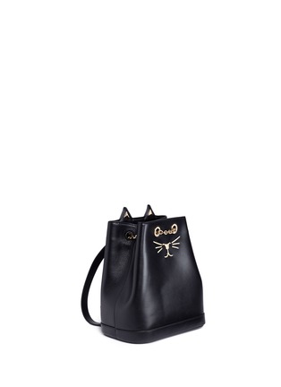 Detail View - Click To Enlarge - CHARLOTTE OLYMPIA - 'Petit Feline' cat face calfskin leather backpack