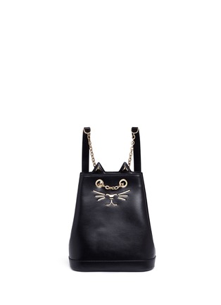 Main View - Click To Enlarge - CHARLOTTE OLYMPIA - 'Petit Feline' cat face calfskin leather backpack