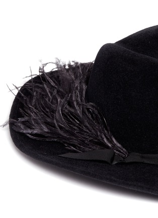 Detail View - Click To Enlarge - GIGI BURRIS MILLINERY - 'Jeanne' ostrich feather wide brim felt fedora hat