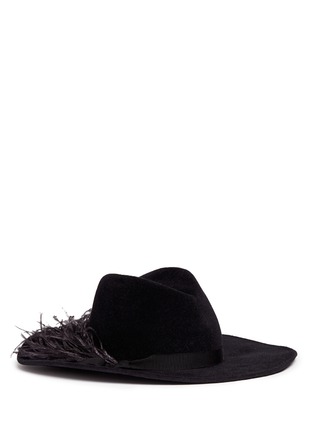 Main View - Click To Enlarge - GIGI BURRIS MILLINERY - 'Jeanne' ostrich feather wide brim felt fedora hat