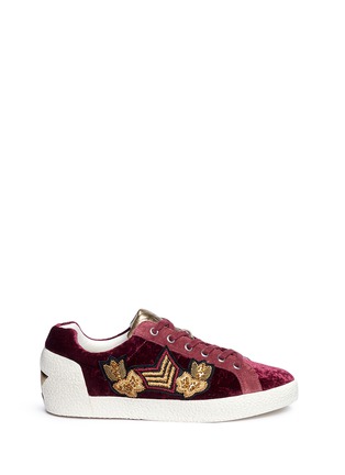 Main View - Click To Enlarge - ASH - 'Nak Arms' military patch velvet sneakers