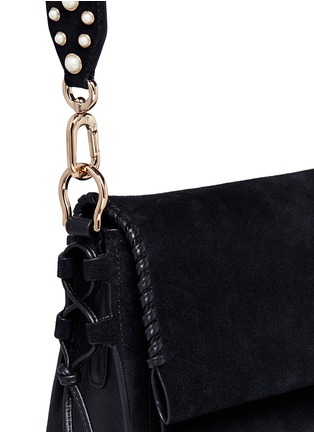  - STUART WEITZMAN - 'Lola Pearl' embellished strap suede crossbody bag