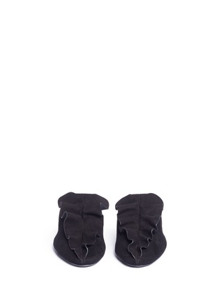 Front View - Click To Enlarge - MERCEDES CASTILLO - 'Ginerva' ruffle overlay suede slides
