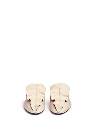 Front View - Click To Enlarge - MERCEDES CASTILLO - 'Ginerva' ruffle overlay nappa leather slides
