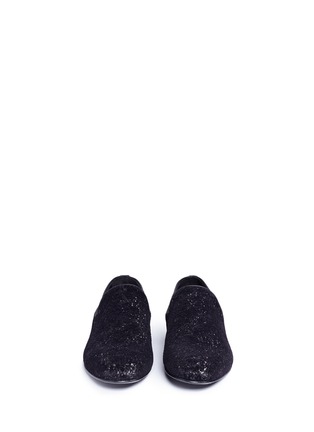 Front View - Click To Enlarge - JIMMY CHOO - 'Sloanne' glitter velvet loafers