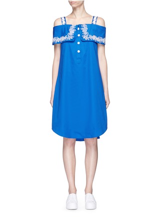 Main View - Click To Enlarge - OPENING CEREMONY - Embroidered off -shoulder poplin dress