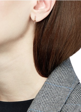 Detail View - Click To Enlarge - MARIA TASH - Granulated Triple Spike' 14k rose gold single 8mm hoop earring