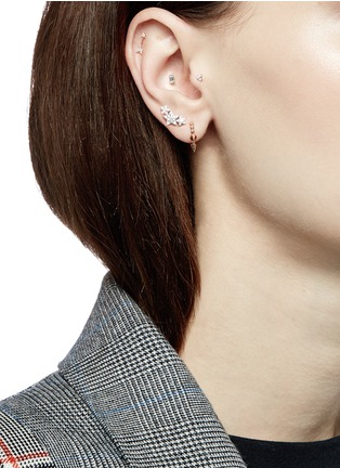 Figure View - Click To Enlarge - MARIA TASH - Granulated Triple Spike' 14k rose gold single 8mm hoop earring