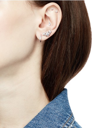 Figure View - Click To Enlarge - MARIA TASH - 'Princess' diamond 18k white gold single 9.5mm hoop earring